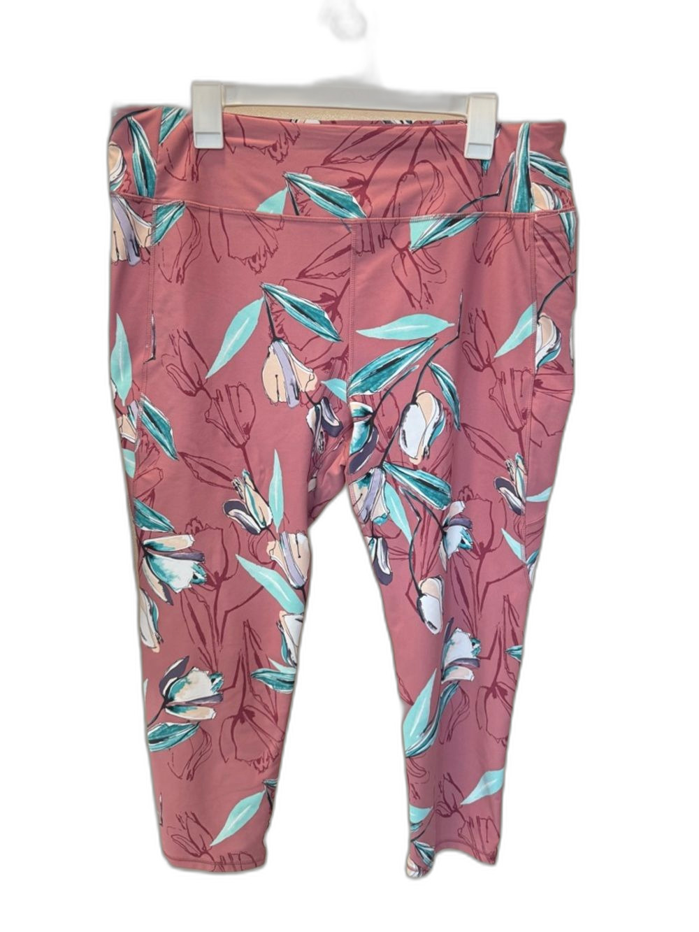 CALIA by Carrie Underwood Pink Floral Energize mid-rise 7/8 legging 2x